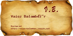 Vaisz Balambér névjegykártya
